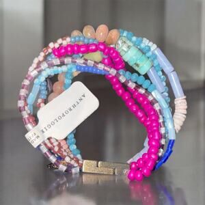 Anthropologie Multi-Strand Beaded Bracelet | Magnetic Clasp | Boho Style